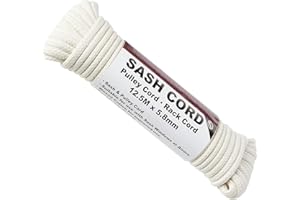 JR HENRY Waxed Cotton Sash Window Pulley Cord, 12.5M x 5.8mm, Cream