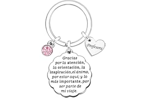 Angelra Regalos de Día del Maestro Llavero Maestro Mujeres Hombres Colgante Grabado Gracias por La atención, La orientación, La inspiración, el ánimo, Por Estar Aquí Llaveros Profesor