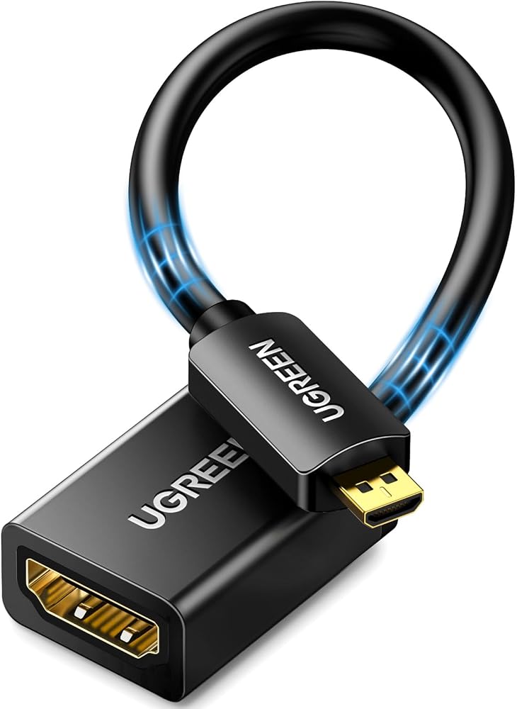 Ugreen Mikro HDMI Adaptörü 4K 60Hz Mikro HDMI - HDMI Adaptörü 3D 1080P HDMI Tip D - A Mikro HDMI Adaptör Kablosu Raspberry Pi 4, Gopro 7, 6, 5, Kamera, ODROID vb. İle Uyumlu. Siyah
