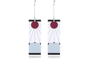 Earlyad Demon Slayer Orecchini Kamado Tanjirou, Nessun tipo di metallo, Stud Anime Fan Cosplay Prop Cartoon Acrilico Accessorio Unisex Regalo