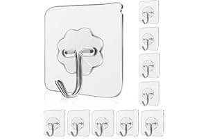 BYCIES 10 Pezzi Ganci Adesivi,Trasparenti Gancio Autoadesivo Bagno da Parete, Ganci Forti Senza Cuciture per Cucina Soggiorno (10)