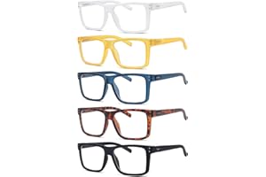 Eyekepper Zestaw 5 par okularów do czytania dla kobiet i mężczyzn, z dużymi kwadratowymi szkłami i zawiasami sprężynowymi