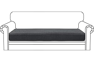CHELZEN Super Stretch Sofa Seat Cushion Cover, Fitted Sofa Cushion Slipcovers, Soft Couch Cushion Covers, Furniture Protector with Elastic Bottom (3 Seater, Dark Gray)