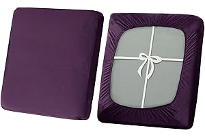 SYLC Stretch Sofa Seat Cushion Covers, Non-slip Sofa Cushion Cover with Ties and Elastic Bands, Velvet Couch Cushion Covers Replacement (Purple,Large 1-Seater)