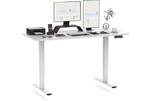 FLEXISPOT EC5 Escritorio Elevable Eléctrico con Tablero Blanco Entero(120X60cm) - Standing Desk, Ajustable en Altura 62-127cm - con recordatorio y Memoria de Altura para Oficina y Hogar - 2 Motores