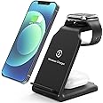 SHOWAY 15W Fast Wireless Charging Station, 3-in-1 for iPhone, Airpods, Watches and Other Devices Supporting QI Standard (Black)