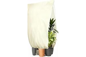 Kiaitre Winterschutz für Pflanzen, 200 x 240cm 80g/㎡ Frostschutz Kübelpflanzensack, Pflanzenschutz Winter mit Reißverschluss & Kordelzug, Reißfest Vlies Schutzhülle für Topfpflanzen （1 Stück）