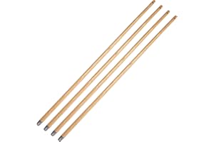 Novaliv Lot de 4 manches de rechange en bois de 130 cm avec filetage de 24 mm - Universel - Avec filetage - 4 - Marron