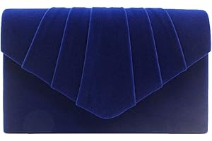 wocharm Ladies Pleated Suede velvet Clutch Bag Handbag Bridal Evening Prom Party