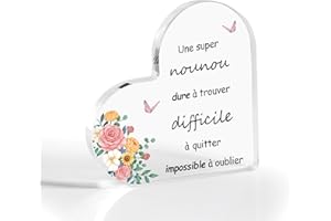 CDIXLMUZ Cadeau Nounou, Cadeau Nounou Original, Décoration Plaque Acrylique Nounou, Cadeau Nounou Fin De Contrat, Merci Nounou, Cadeau Pour Nounou, Idee Cadeau Assistante Maternelle, Cadeau Nounou Anniversaire