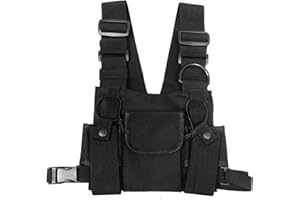 RUNQIN OUTDOOR Utility Chest Pack, Tactical Sports Chest Bag Vest for Phone Walkie Talkie, Shoulder Bags Chest Rig Pouch,Hip Hop Streetwear,Men/Women Functional Waist Adjustable Pockets for Workouts Cycling & Hiking