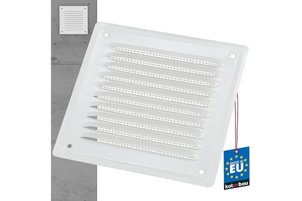 KOTARBAU® Grille De Ventilation Carrée - Acier - 16.5x16.5 cm - Grille D'Aération - avec Protection Anti-Insectes - Résistante à la Corrosion - Blanc