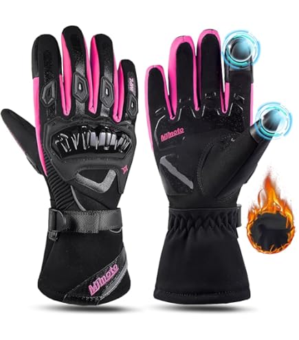 Texpeed Motorradhandschuhe Damen Winter – Wasserdicht, Winddicht, Mit Fleece-Futter, Größe L, Schwarz Gemustert