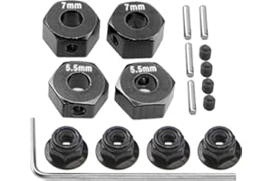 SHARE GOO ShareGoo Aluminum 12mm Hex Wheel Hubs Hex Adapter & Flanged Lock Nuts Compatible with Traxxas 2WD Slash Rustler Stampede 1/10 RC Car (Black)