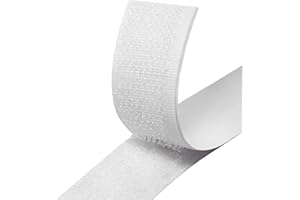 HOINY Hook and Loop Strip Tape, 8M Self-Adhesive Sticky Back Fastening Tape, 20mm Wide (White)