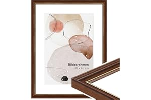WANDStyle Antique Picture Frame, 21 x 30 cm, DIN A4, Colour: Brown with Gold Edge, Wooden Picture Frame, Baroque Brown, Made in Germany, H182