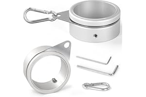 Anovo Flag Pole Rings, Aluminum Alloy Flagpole Rings 360° Rotating Anti Wrap Flag Mounting Ring with Carabiner for 1.75-2.02 Inch Diameter Flagpole (Matte Silver, 2 Inch -Pack of 2)