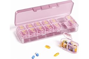 Daviky Pill Organiser, Pill Organiser 2 Times a Day, Weekly Pill Box 7 Day (AM & PM), Premium Tablet Organiser, 7-Day Medicine Organiser for Travel, Vitamins, Fish Oils & Supplements