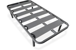 Homey - Somier Reforzado de Láminas Anchas, Anti - Ruido, Estructura 40x30 mm con Juego de Patas Roscadas, Fuerte y Resistente 90x190