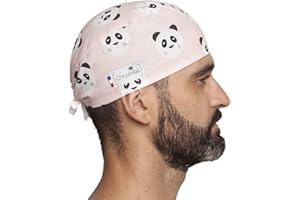 CHRYSVAL - Calot Court Panda Bonbon - Bonnet Chirurgical Ou Calot Cuisine Unisexe 100% Coton Oeko-Tex - Réglable Avec Attaches