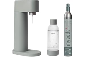Mysoda Woody - Gasatore d’acqua per l’acqua frizzante in materiale composito di legno con bottiglia in PET e bombola CO2 inclusa - Verde Salvia
