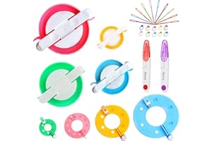 AYASEE Kit de hacer pompones,kit de telar para tejer pompones,4PS fabricante de pompones+10PS marcadores de puntada de punta+10PS agujas de plástico(30)