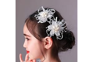 IYOU Floreale Principessa Copricapo Fiore Nozze Molletta Bianco Fiore Prima Comunione Accessori per Capelli per Ragazze di Fiori e Damigella D'onore (3 Pezzi)