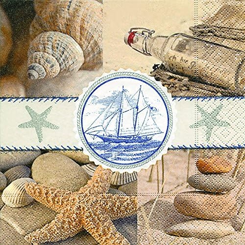 20 Serviettes Gifts of the Sea - Souvenir Sea/Nautical/Vintage 33 x 33 cm