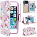 Produktbild SMART LEGEND Lederhülle für iPhone 5 5S SE Ledertasche Hülle Muster Schutzhülle Premium PU Leder mit Handschlaufe Flip Wallet Case Protective Cover Innere Weiche Silikon Bookcase Handy Tasche Schale mit Kartenfächer Magnetverschluß Standfunktion Etui - Bunt Einhorn