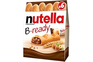 nutella B-ready – Knusprige Waffel mit cremiger Füllungund Weizencrisps – Außen knusprig, innen cremig – Leckerer Snack für unterwegs und zwischendurch – 1 Packung mit 6 Stück (132 g)