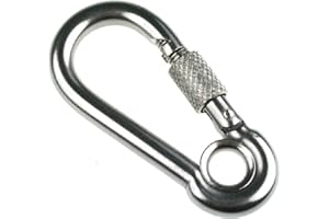 ARBO-INOX® - Mosquetón – con ojo – atornillable – acero inoxidable A4 – 100 x 10 mm – con seguridad