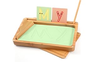 ATMINI Montessori sandtablet Frühes Training Buchstaben und Zeichens pielzeug Holz Montessori Sandtisch Lerns pielzeug für Frühe motorische Entwicklung bei Kindern (grün)