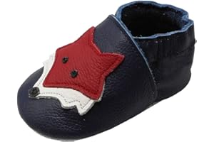 YIHAKIDS Krabbelschuhe Baby Lauflernschuhe Lederpuschen Hausschuhe Jungen Mädchen Mokassins Weicher Leder Babyschuh mit Wildledersohlen Kleinkind rutschfeste Lederschuhe Baby 0-3 Jahre