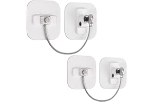 KAMTOP Refrigerator Locks 2PCS Freezer Window Safety Locks with 4PCS Keys Stainless Steel Lock Cylinder Cabinet Safety Limit Lock for Refrigerator Drawer Cabinet Etc - White