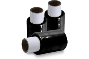 G4GOODS | 12 Rolls Black Mini Handy Shrink Wrap 100mm x 150m 17mu | Full Stretch Tear-proof Shrink Wrap | Water Resistant Industrial Shrink Wrap for Storing Things Easily & Perfect for Packing needs