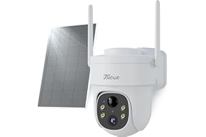 FSIOUE 2K Telecamera Wi-Fi Esterno Senza Fili, 360° PTZ Videocamera Sorveglianza Esterno con Pannello Solare, 3MP Visione Notturna a Colori, AI Rilevamento Umano, Sirena,Compatibile con Alexa