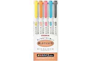 Lots de 5 marqueurs surligneurs Zebra Highlighter Mildliner à double embouts, aux couleurs douces, WKT7-N-5C