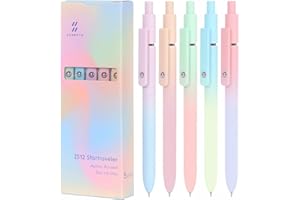 FIOVER 5pcs Black Ink Medium Point 0.7mm Gel Pens with Comfort Grip, Aesthetic Pens for School Office Supplies