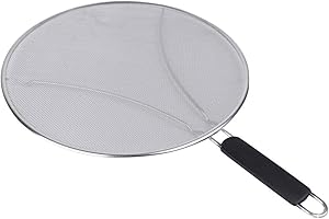 RAINAI Stainless Steel Splatter Guard Large Frying Pan Splash Guard Splatter Screen With Handle With Blue ABS Handle Anti-splatter Grease-proof - 29cm