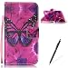 Produktbild Feeltech LG LS775/LG G2 Stylus Hülle,LG LS775/LG G2 Stylus Magnet Leder Wallet Cover,Elegant Soft PU Kartenfach Extra Dünn Tasche Bunte Relife-Muster [Stand Funktion] Karte Halterung Klapp hülle Flip Book Design Case Flexible TPU Ultra Slim Inner Bumper Tasche mit Landyard [Free Stylus] für LG LS775/LG G2 Stylus - Roter Schmetterling