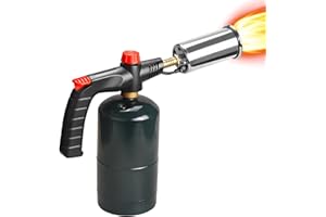 DOMINOX Powerful Propane Torch Grill & Cooking, Adjustable Campfire Starter, Torch Burner by Propane, MAP and MAPP, for Searing Steak, BBQ, Soldering, Gas Tank Not Included, Silvery