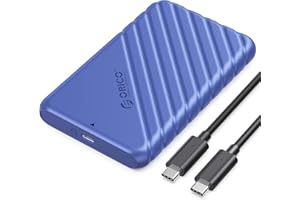 ORICO Obudowa dysku twardego USB C z kablem USB C do 6.3 cm SATA SSD HDD 6 Gb/s, zewnętrzny dysk twardy bez użycia narzędzi, z UASP, do MacBooka Pro Air, niebieska (25PW1C-C3)