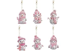 DEMIAWAKING DIY Diamond Painting Schlüsselanhänger, Diamant Painting Weihnachten Anhänger Deko, Diamant Malerei Weihnachtsdeko Kit Ornament Geschenk (U)
