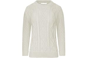 Red Olives Ladies Women’s New Chunky Diamond Cable Knitted Long Sleeve Sweater Pull Over Jumper Top Cable Knit Warm Chunky Sweater Formal Everyday Casual Crew Neck Pullover Tops