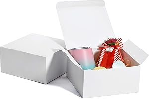 Switory Cajas de regalo de 25 piezas con tapas, 20x20x10cm cajas de regalo de papel Kraft para hacer manualidades, magdalenas, cajas de cartón para propuestas de dama de honor