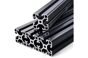VEVOR Profilés d'Extrusion en Aluminium 4040, Lot de 4, Rail Linéaire Anodisé Norme Européen Rainure en T 1000 mm, Haute Résistance, pour Imprimante 3D, Machine Bricolage CNC, Gravure au Laser, Noir