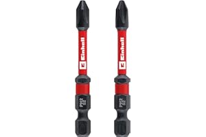 EINHELL ACCESSORIES Oryginalne bity udarowe Einhell z podwójnym skrętem, 2-częściowy, 60 mm, PH2 (stal S2, wysoka trwałość, podwójny efekt skręcania, czerwony pierścień kolorowy, trzpień E 6.3)