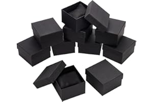 NBEADS Lot de 10 boîtes de rangement en carton pour montres - 8,6 x 7,9 x 5,2 cm - Boîte de rangement carrée pour montres intelligentes - Noir