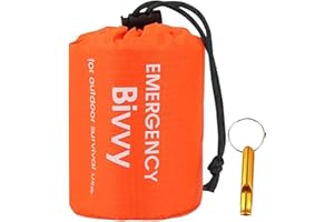 WODEHAHAGOU Bivvy Bag Survival Bag Emergency Blanket Emergency Bivvy Bag Survival Bivvy Bag Cold Protection Waterproof Emergency Blanket with Whistle Reusable for Outdoor Camping Hiking (Bright Orange)