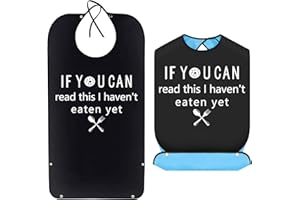 ZNDFTW Funny Adult Bibs for Elderly, Washable and Reusable Adult Bib, Waterproof Clothing Protector with Crumb Catcher Washable and Reusable Adult Bibs for Men, Women, Elderly, Black
